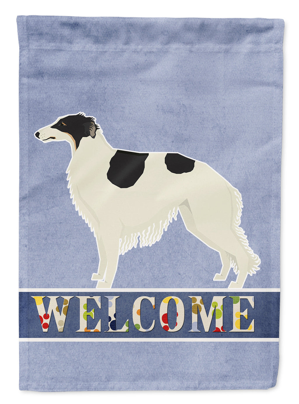 Borzoi Welcome House Flag 28x40 Porch Sleeve Pole Decorative Outside Yard Banner Artwork Wall Hanging, Polyester