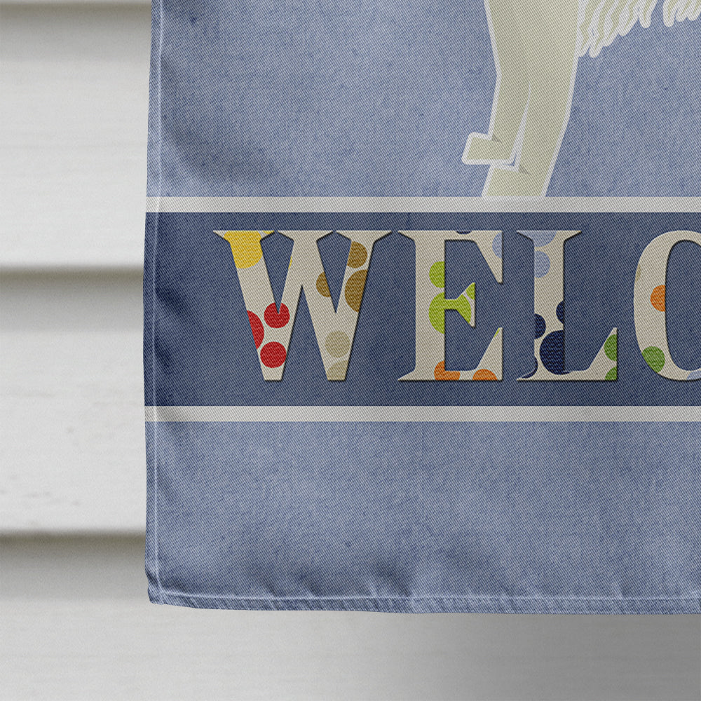 Borzoi Welcome House Flag 28x40 Porch Sleeve Pole Decorative Outside Yard Banner Artwork Wall Hanging, Polyester