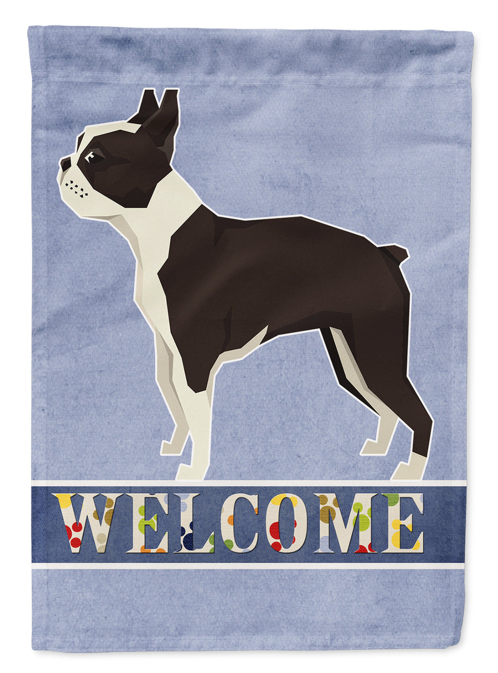 Boston Terrier Welcome House Flag 28x40 Porch Sleeve Pole Decorative Outside Yard Banner Artwork Wall Hanging, Polyester