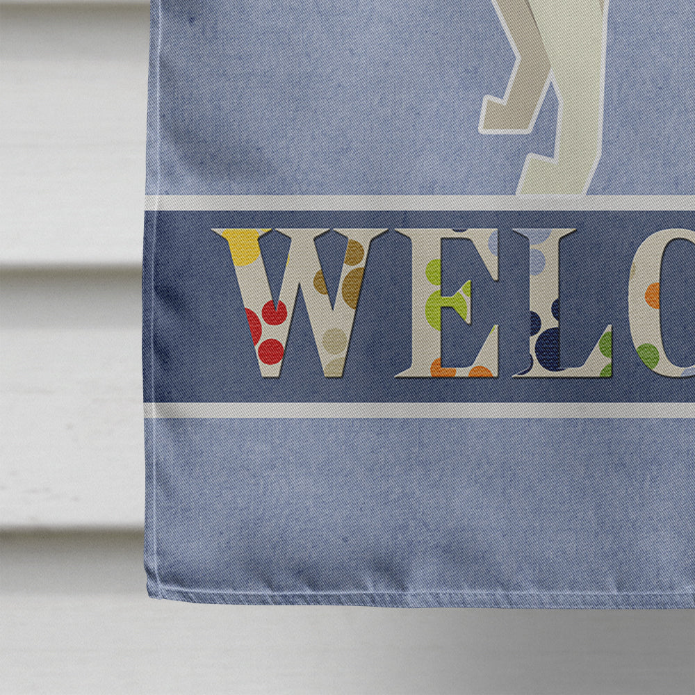 Boston Terrier Welcome House Flag 28x40 Porch Sleeve Pole Decorative Outside Yard Banner Artwork Wall Hanging, Polyester
