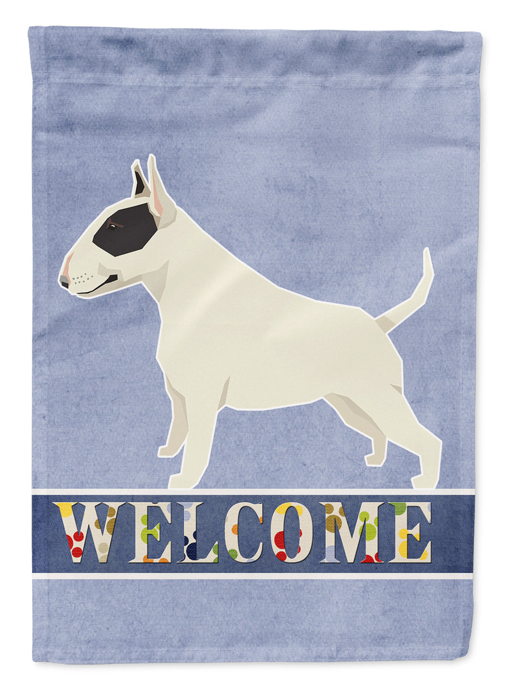 Black and White Bull Terrier Welcome House Flag 28x40 Porch Sleeve Pole Decorative Outside Yard Banner Artwork Wall Hanging, Polyester