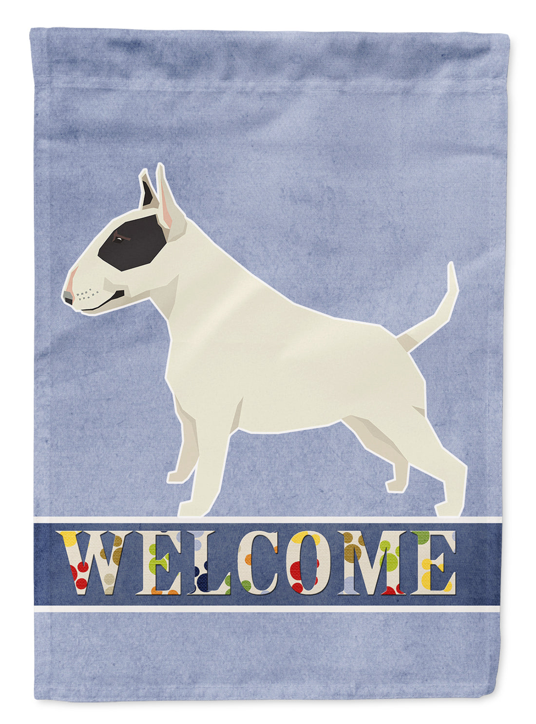 Black and White Bull Terrier Welcome House Flag 28x40 Porch Sleeve Pole Decorative Outside Yard Banner Artwork Wall Hanging, Polyester