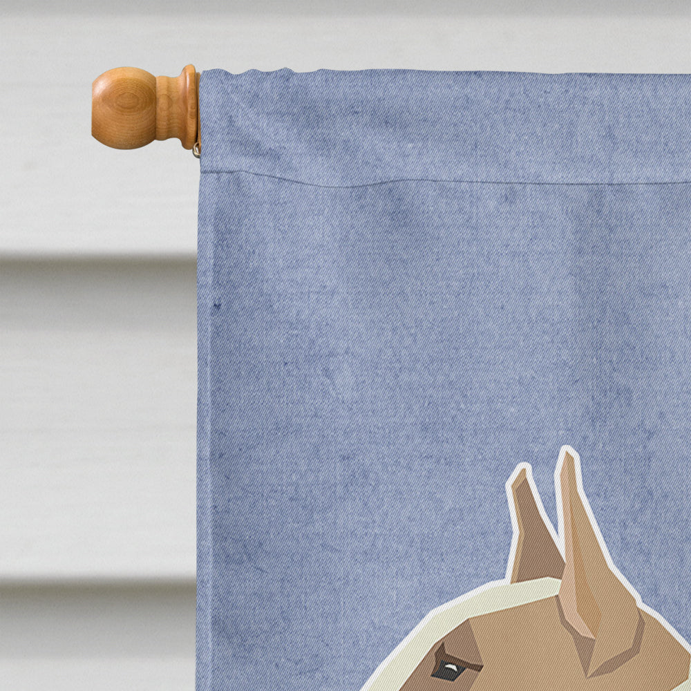Fawn and White Bull Terrier Welcome House Flag 28x40 Porch Sleeve Pole Decorative Outside Yard Banner Artwork Wall Hanging, Polyester