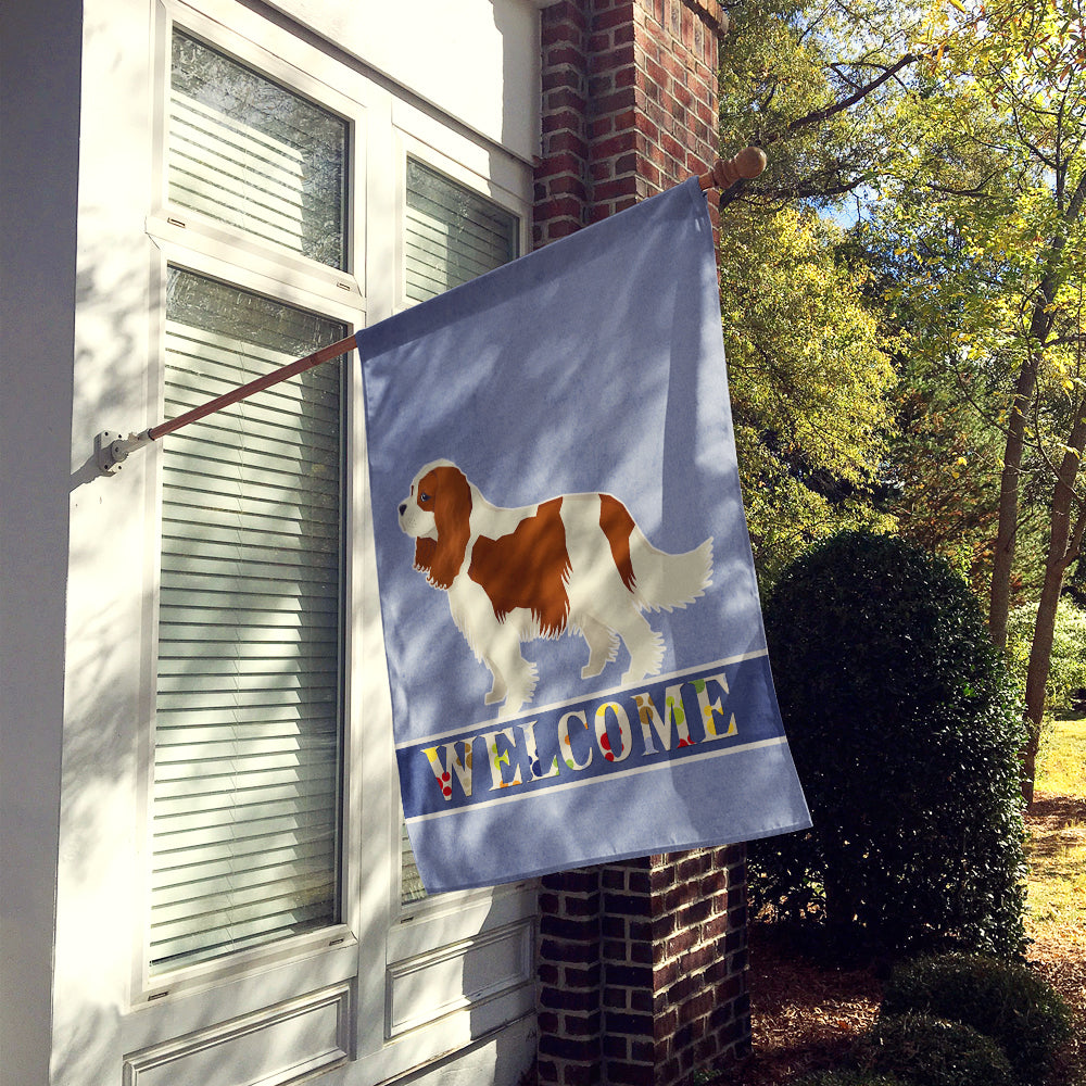 Cavalier Spaniel Welcome House Flag 28x40 Porch Sleeve Pole Decorative Outside Yard Banner Artwork Wall Hanging, Polyester