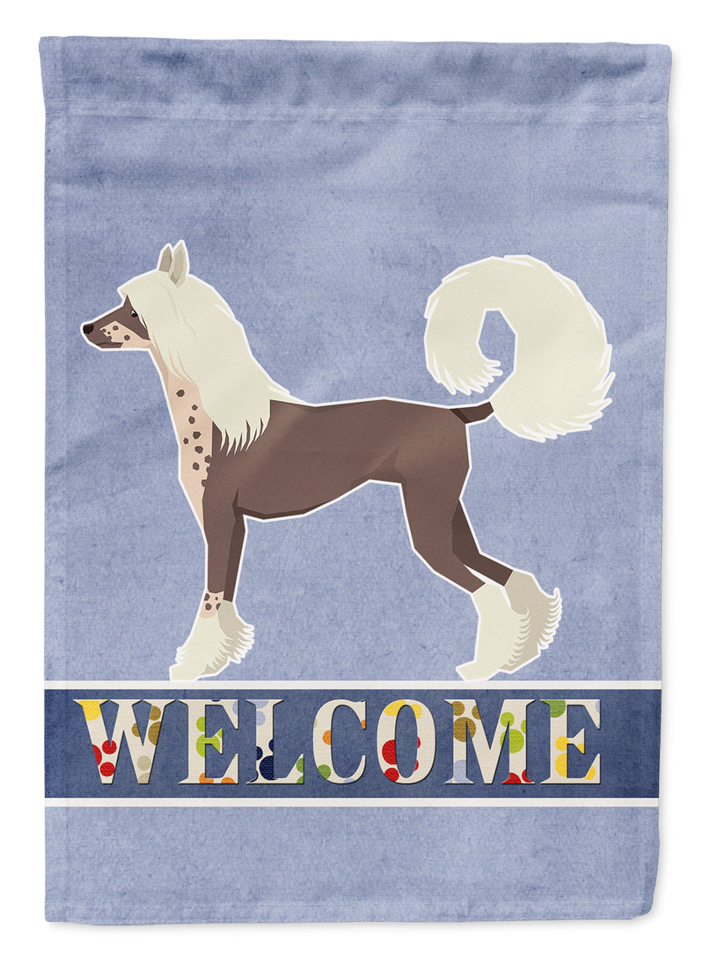Chinese Crested Welcome House Flag 28x40 Porch Sleeve Pole Decorative Outside Yard Banner Artwork Wall Hanging, Polyester