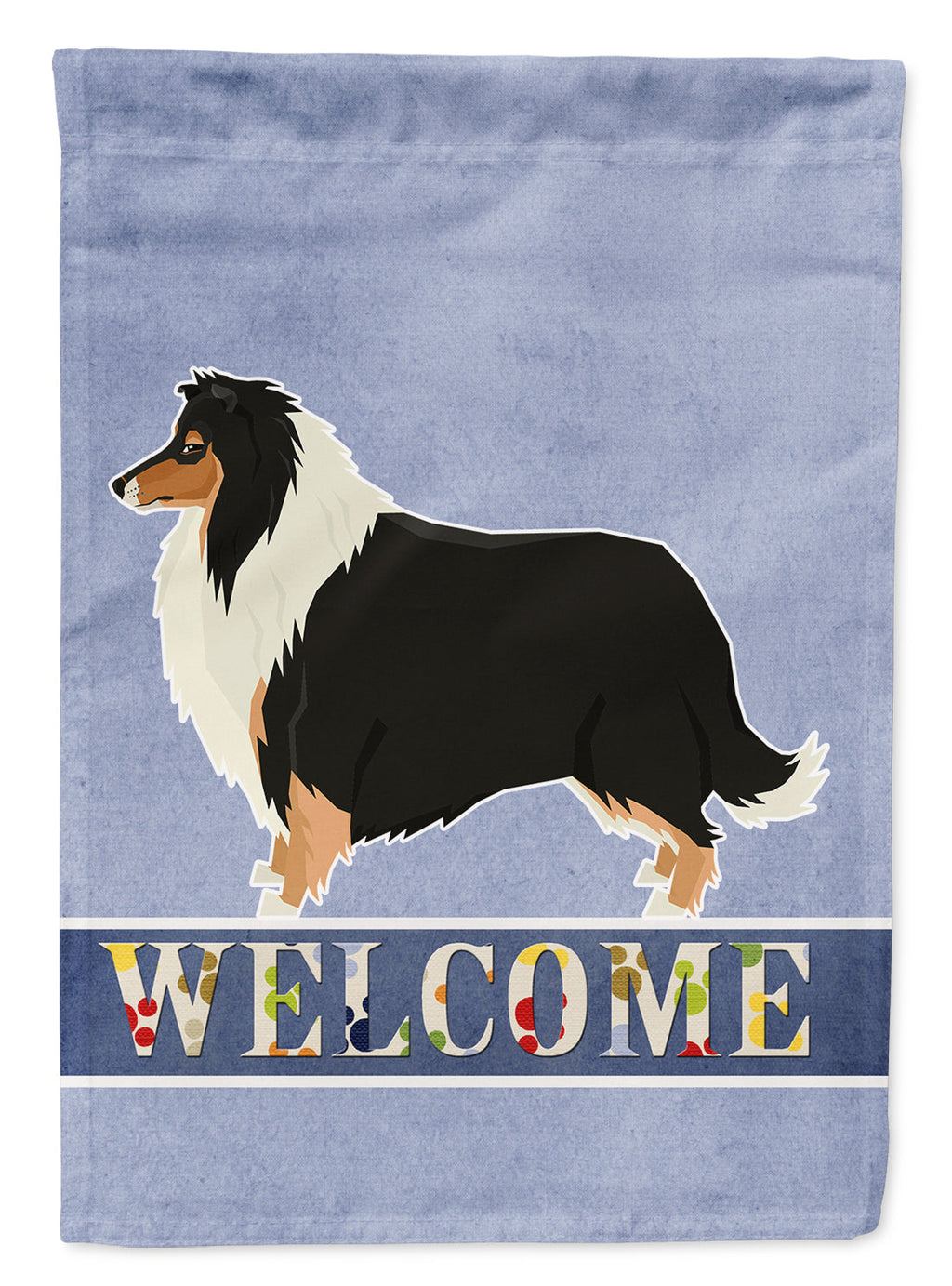 Collie Welcome House Flag 28x40 Porch Sleeve Pole Decorative Outside Yard Banner Artwork Wall Hanging, Polyester