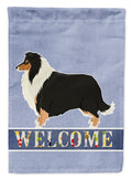 Collie Welcome House Flag 28x40 Porch Sleeve Pole Decorative Outside Yard Banner Artwork Wall Hanging, Polyester