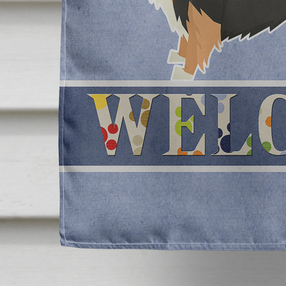 Collie Welcome House Flag 28x40 Porch Sleeve Pole Decorative Outside Yard Banner Artwork Wall Hanging, Polyester