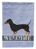 Dachshund Welcome House Flag 28x40 Porch Sleeve Pole Decorative Outside Yard Banner Artwork Wall Hanging, Polyester