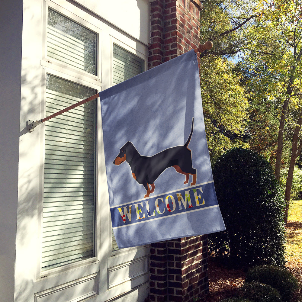 Dachshund Welcome House Flag 28x40 Porch Sleeve Pole Decorative Outside Yard Banner Artwork Wall Hanging, Polyester
