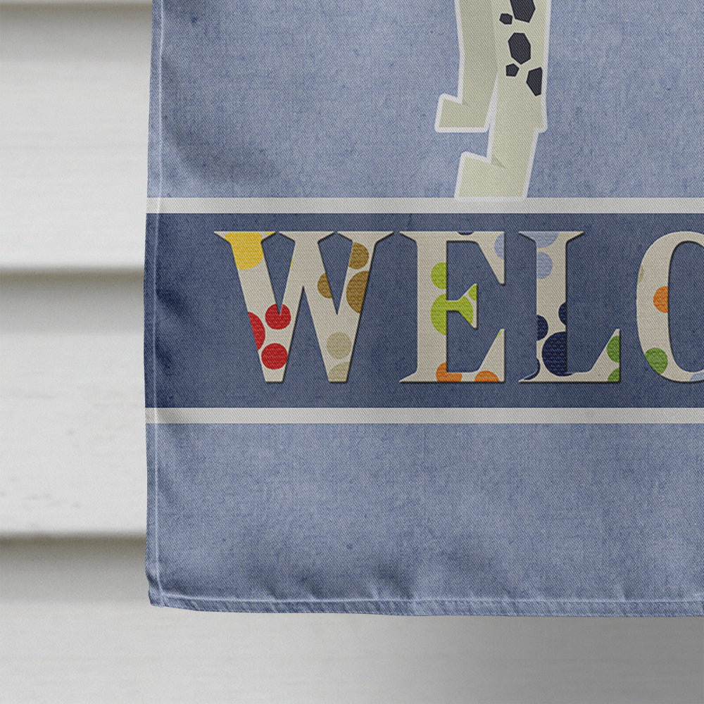 Dalmatian Welcome House Flag 28x40 Porch Sleeve Pole Decorative Outside Yard Banner Artwork Wall Hanging, Polyester