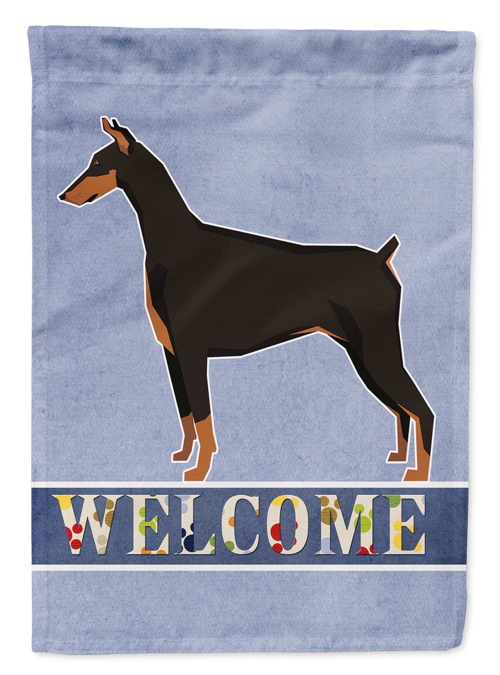 Doberman Pinscher Welcome House Flag 28x40 Porch Sleeve Pole Decorative Outside Yard Banner Artwork Wall Hanging, Polyester