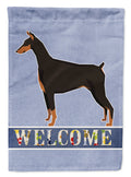 Doberman Pinscher Welcome House Flag 28x40 Porch Sleeve Pole Decorative Outside Yard Banner Artwork Wall Hanging, Polyester