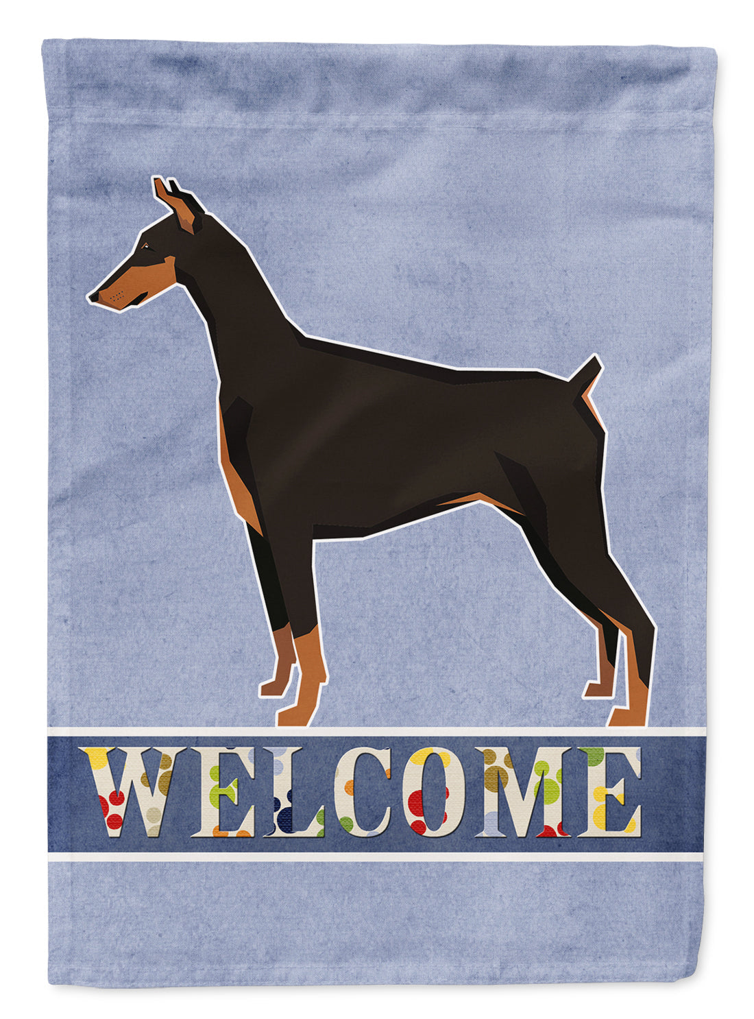 Doberman Pinscher Welcome House Flag 28x40 Porch Sleeve Pole Decorative Outside Yard Banner Artwork Wall Hanging, Polyester