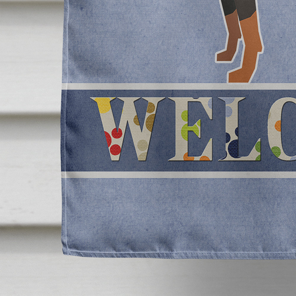 Doberman Pinscher Welcome House Flag 28x40 Porch Sleeve Pole Decorative Outside Yard Banner Artwork Wall Hanging, Polyester