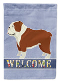 English Bulldog Welcome House Flag 28x40 Porch Sleeve Pole Decorative Outside Yard Banner Artwork Wall Hanging, Polyester