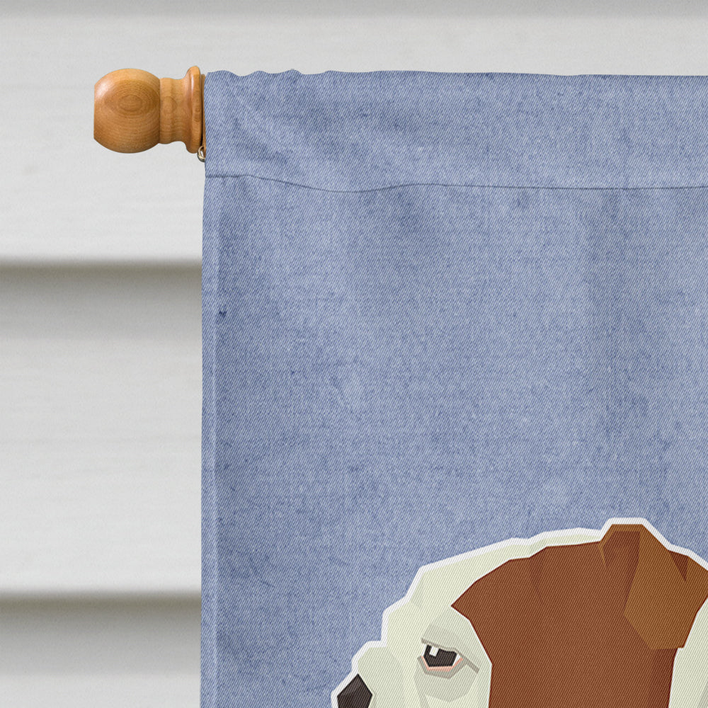 English Bulldog Welcome House Flag 28x40 Porch Sleeve Pole Decorative Outside Yard Banner Artwork Wall Hanging, Polyester