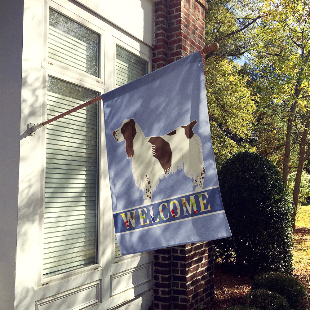 English Springer Spaniel Welcome House Flag 28x40 Porch Sleeve Pole Decorative Outside Yard Banner Artwork Wall Hanging, Polyester