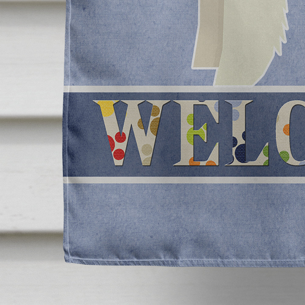 Fox Terrier Welcome House Flag 28x40 Porch Sleeve Pole Decorative Outside Yard Banner Artwork Wall Hanging, Polyester