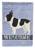 French Bulldog Welcome House Flag 28x40 Porch Sleeve Pole Decorative Outside Yard Banner Artwork Wall Hanging, Polyester