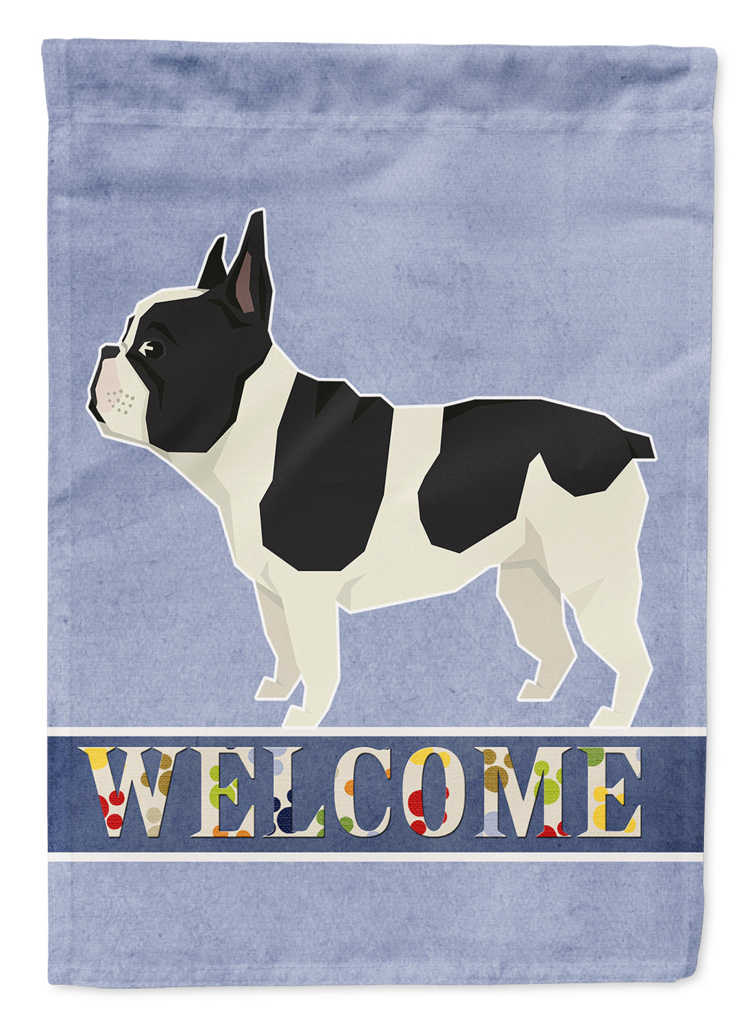 French Bulldog Welcome House Flag 28x40 Porch Sleeve Pole Decorative Outside Yard Banner Artwork Wall Hanging, Polyester