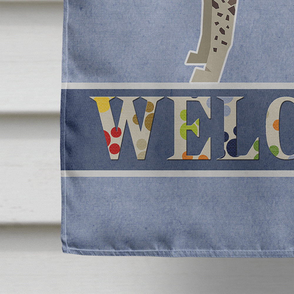 German Shorthaired Pointer Welcome House Flag 28x40 Porch Sleeve Pole Decorative Outside Yard Banner Artwork Wall Hanging, Polyester