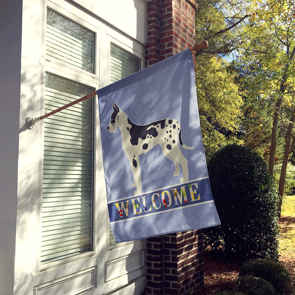 Great Dane Welcome House Flag 28x40 Porch Sleeve Pole Decorative Outside Yard Banner Artwork Wall Hanging, Polyester
