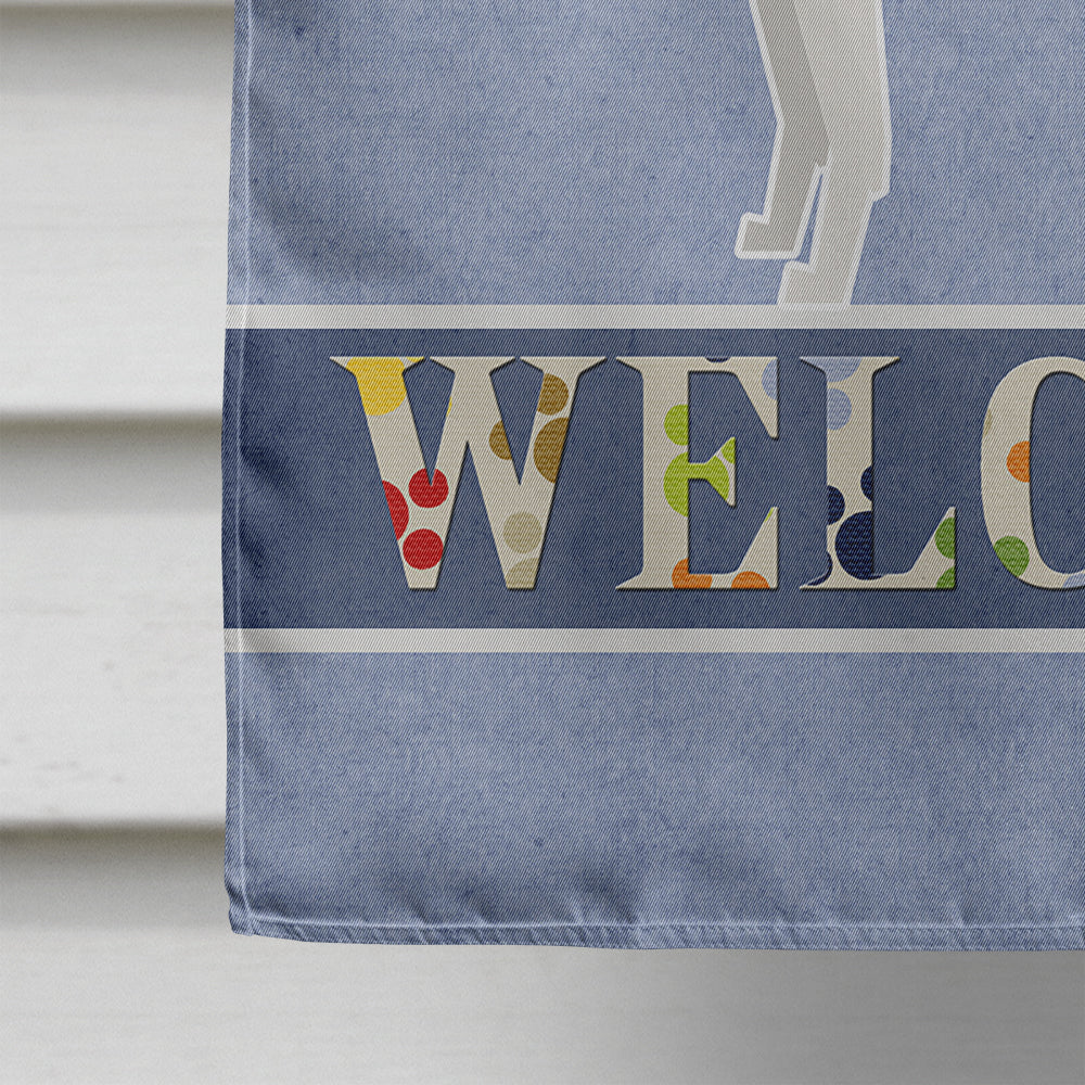 Greyhound Welcome House Flag 28x40 Porch Sleeve Pole Decorative Outside Yard Banner Artwork Wall Hanging, Polyester