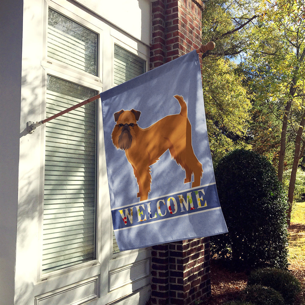 Brussels Griffon Welcome House Flag 28x40 Porch Sleeve Pole Decorative Outside Yard Banner Artwork Wall Hanging, Polyester