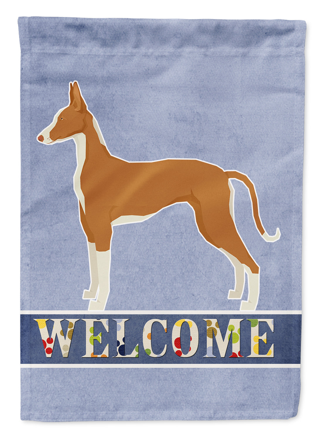 Ibizan Hound Welcome House Flag 28x40 Porch Sleeve Pole Decorative Outside Yard Banner Artwork Wall Hanging, Polyester