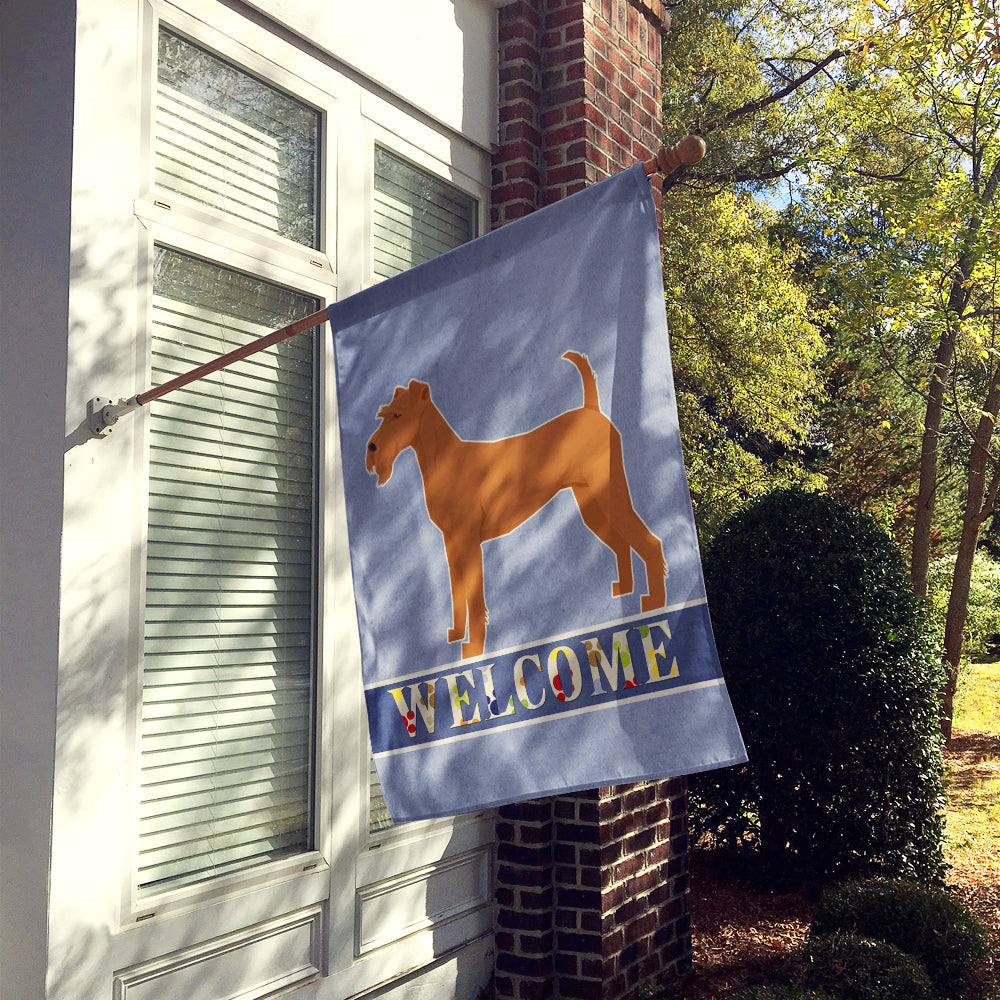 Irish Terrier Welcome House Flag 28x40 Porch Sleeve Pole Decorative Outside Yard Banner Artwork Wall Hanging, Polyester