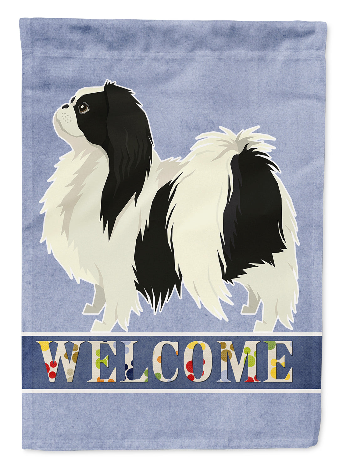 Japanese Chin Welcome House Flag 28x40 Porch Sleeve Pole Decorative Outside Yard Banner Artwork Wall Hanging, Polyester