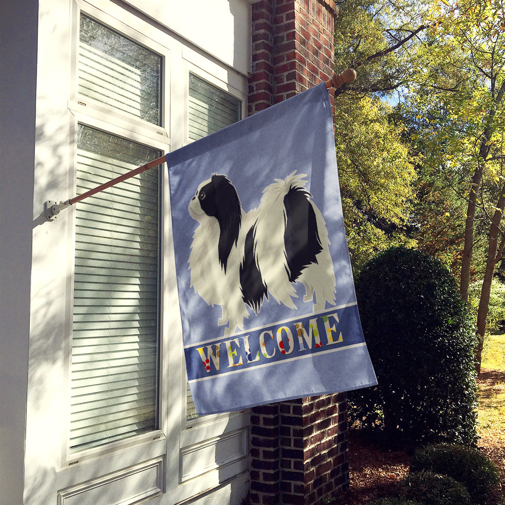 Japanese Chin Welcome House Flag 28x40 Porch Sleeve Pole Decorative Outside Yard Banner Artwork Wall Hanging, Polyester