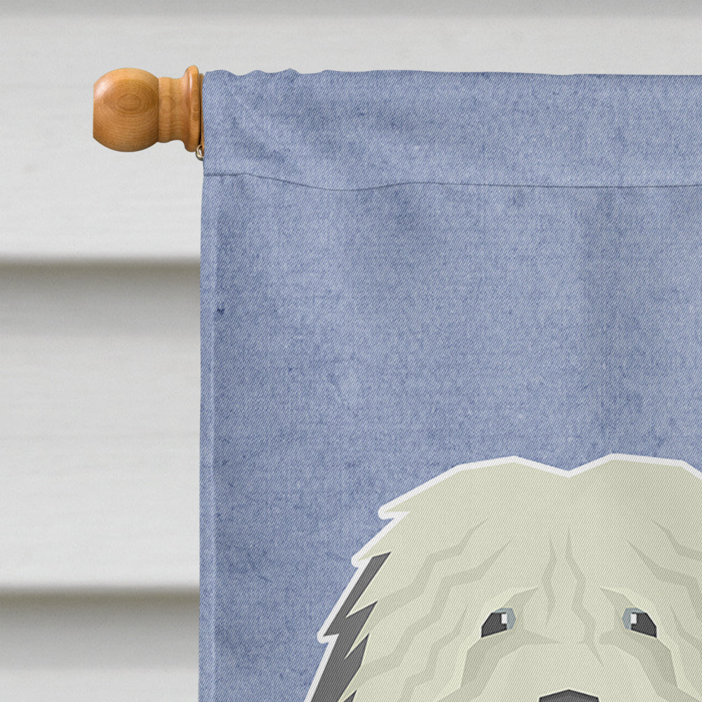 Old English Sheepdog Welcome House Flag 28x40 Porch Sleeve Pole Decorative Outside Yard Banner Artwork Wall Hanging, Polyester