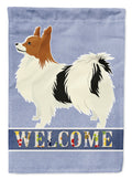 Papillon Welcome House Flag 28x40 Porch Sleeve Pole Decorative Outside Yard Banner Artwork Wall Hanging, Polyester