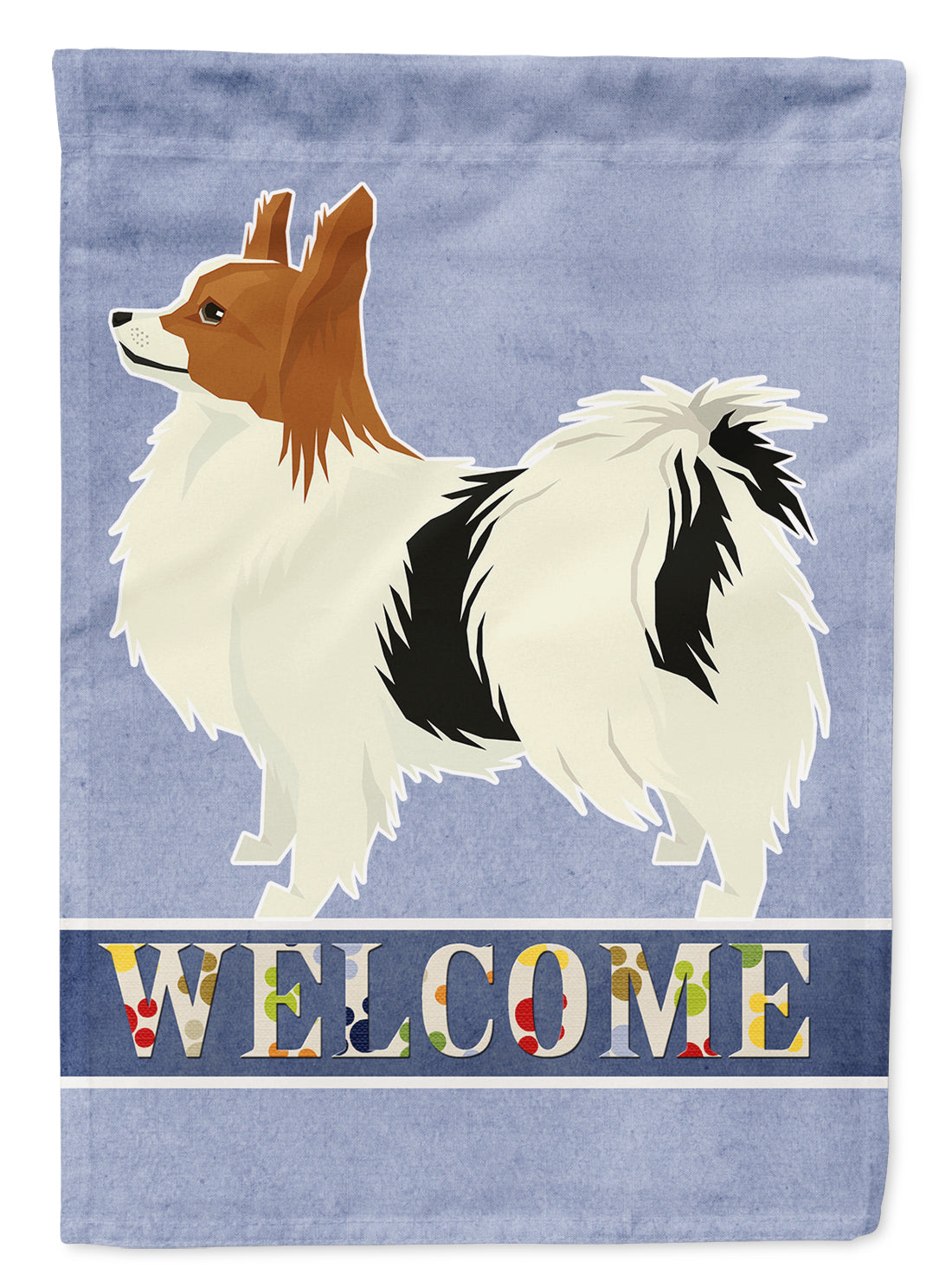 Papillon Welcome House Flag 28x40 Porch Sleeve Pole Decorative Outside Yard Banner Artwork Wall Hanging, Polyester