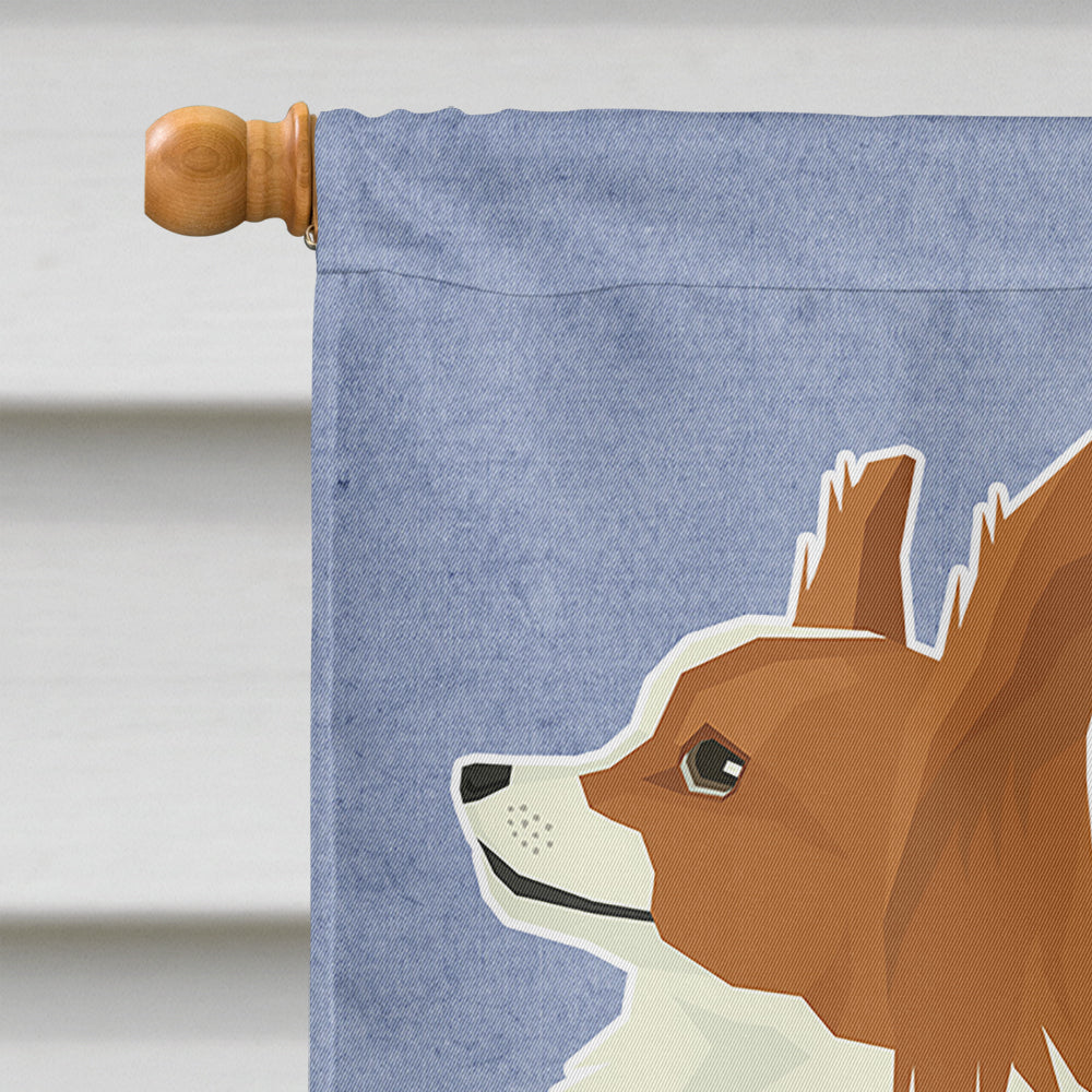 Papillon Welcome House Flag 28x40 Porch Sleeve Pole Decorative Outside Yard Banner Artwork Wall Hanging, Polyester