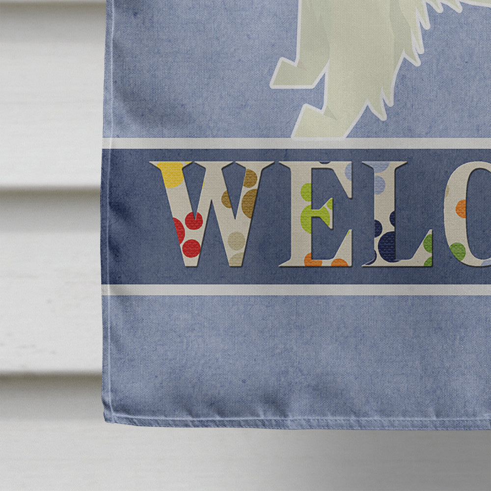 Papillon Welcome House Flag 28x40 Porch Sleeve Pole Decorative Outside Yard Banner Artwork Wall Hanging, Polyester