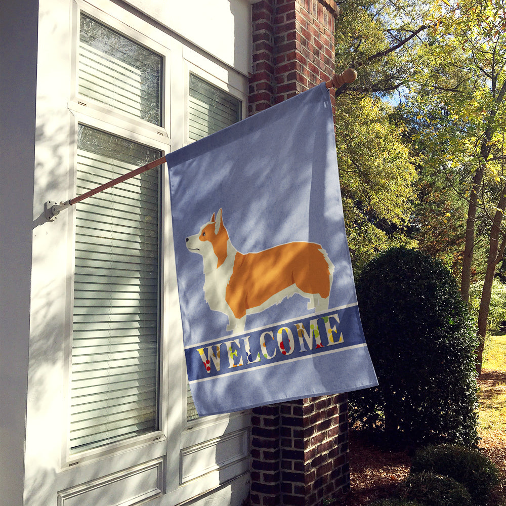 Pembroke Corgi Welcome House Flag 28x40 Porch Sleeve Pole Decorative Outside Yard Banner Artwork Wall Hanging, Polyester