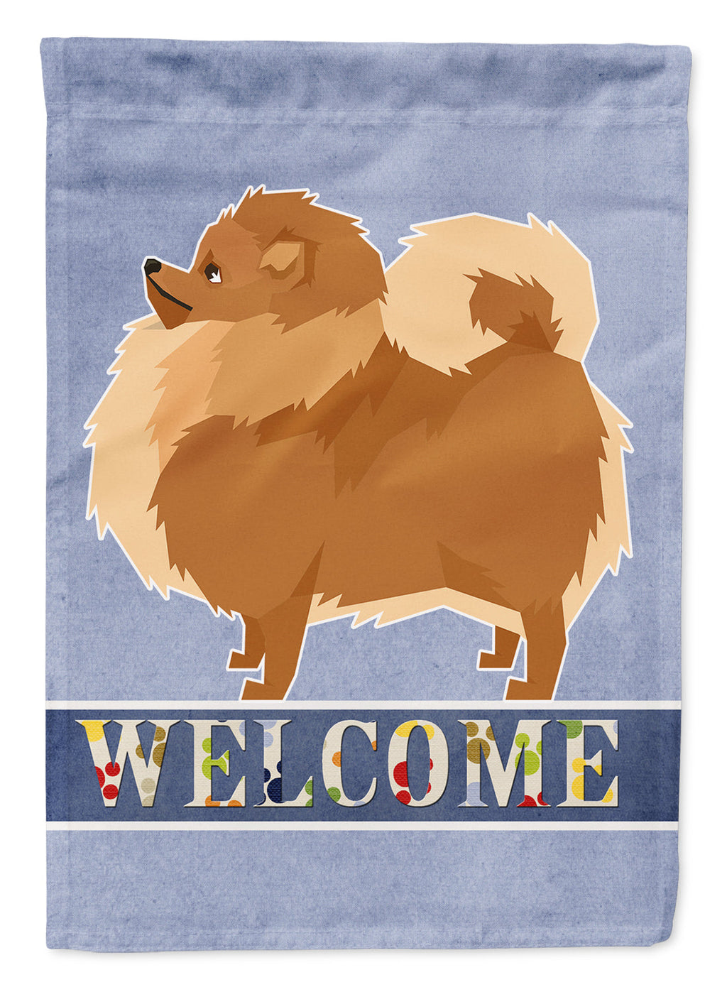 Pomeranian Welcome House Flag 28x40 Porch Sleeve Pole Decorative Outside Yard Banner Artwork Wall Hanging, Polyester
