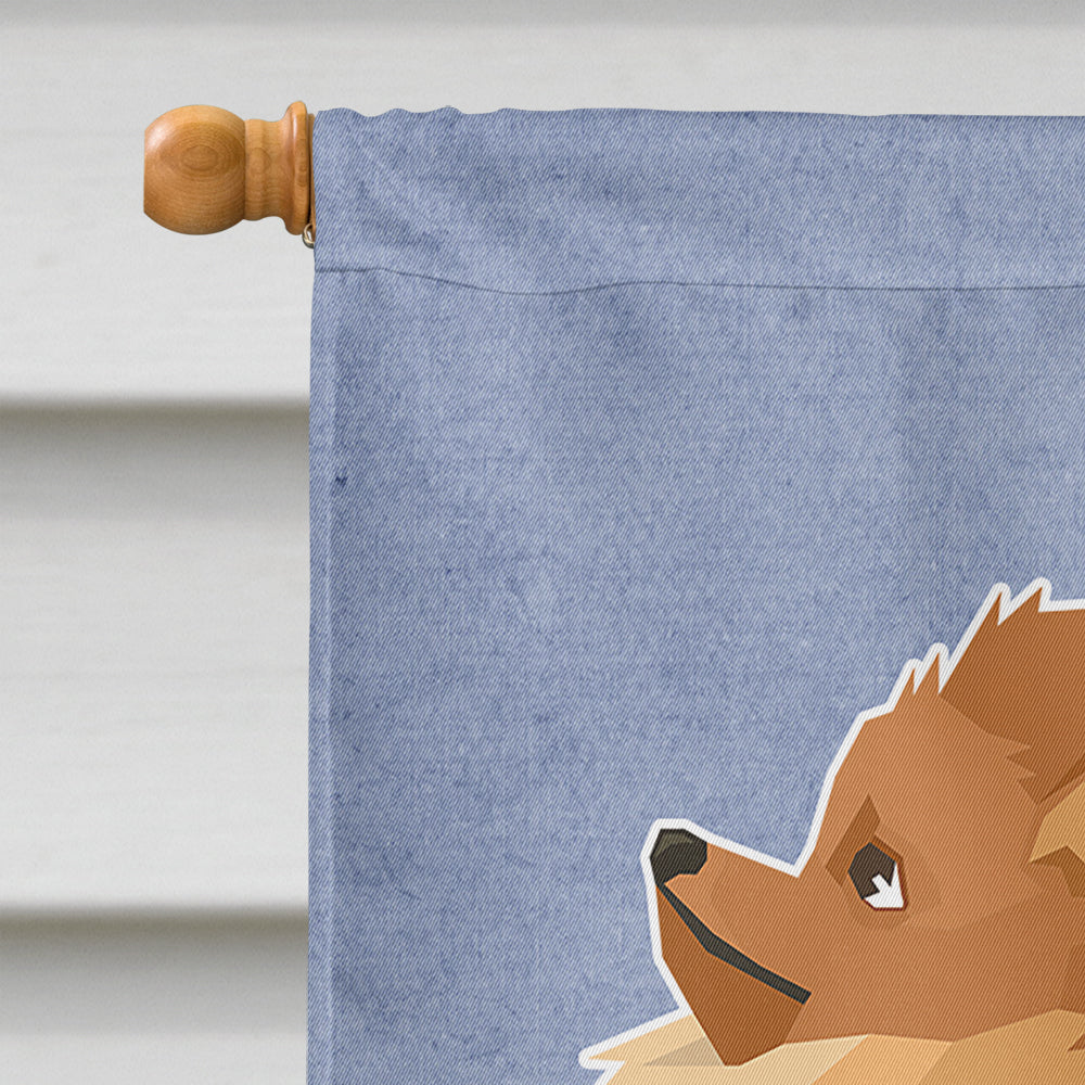 Pomeranian Welcome House Flag 28x40 Porch Sleeve Pole Decorative Outside Yard Banner Artwork Wall Hanging, Polyester