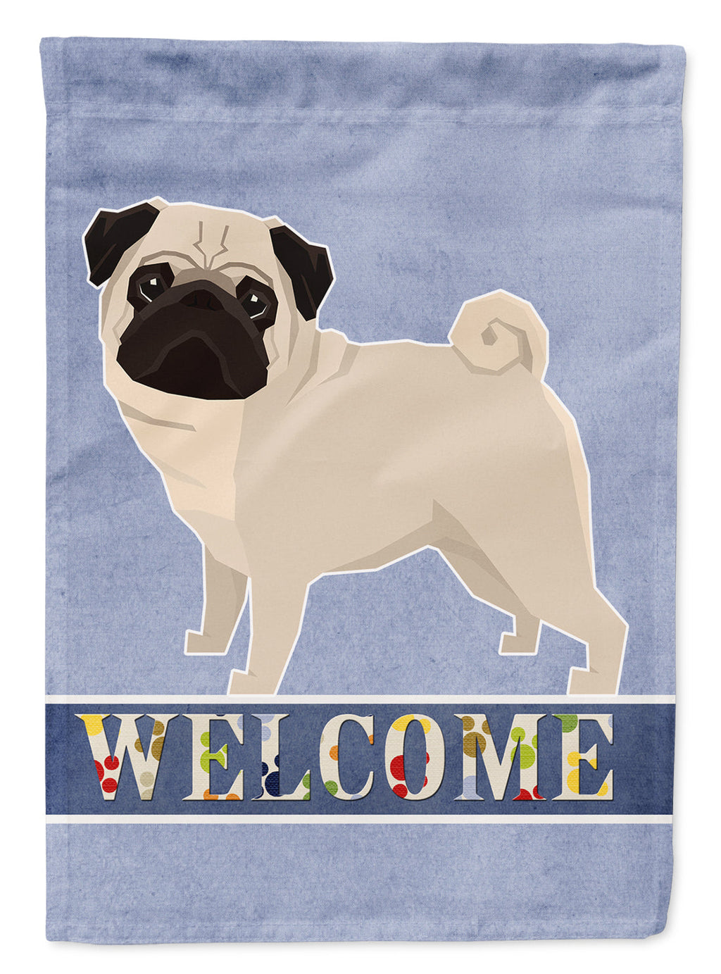 Pug Welcome House Flag 28x40 Porch Sleeve Pole Decorative Outside Yard Banner Artwork Wall Hanging, Polyester