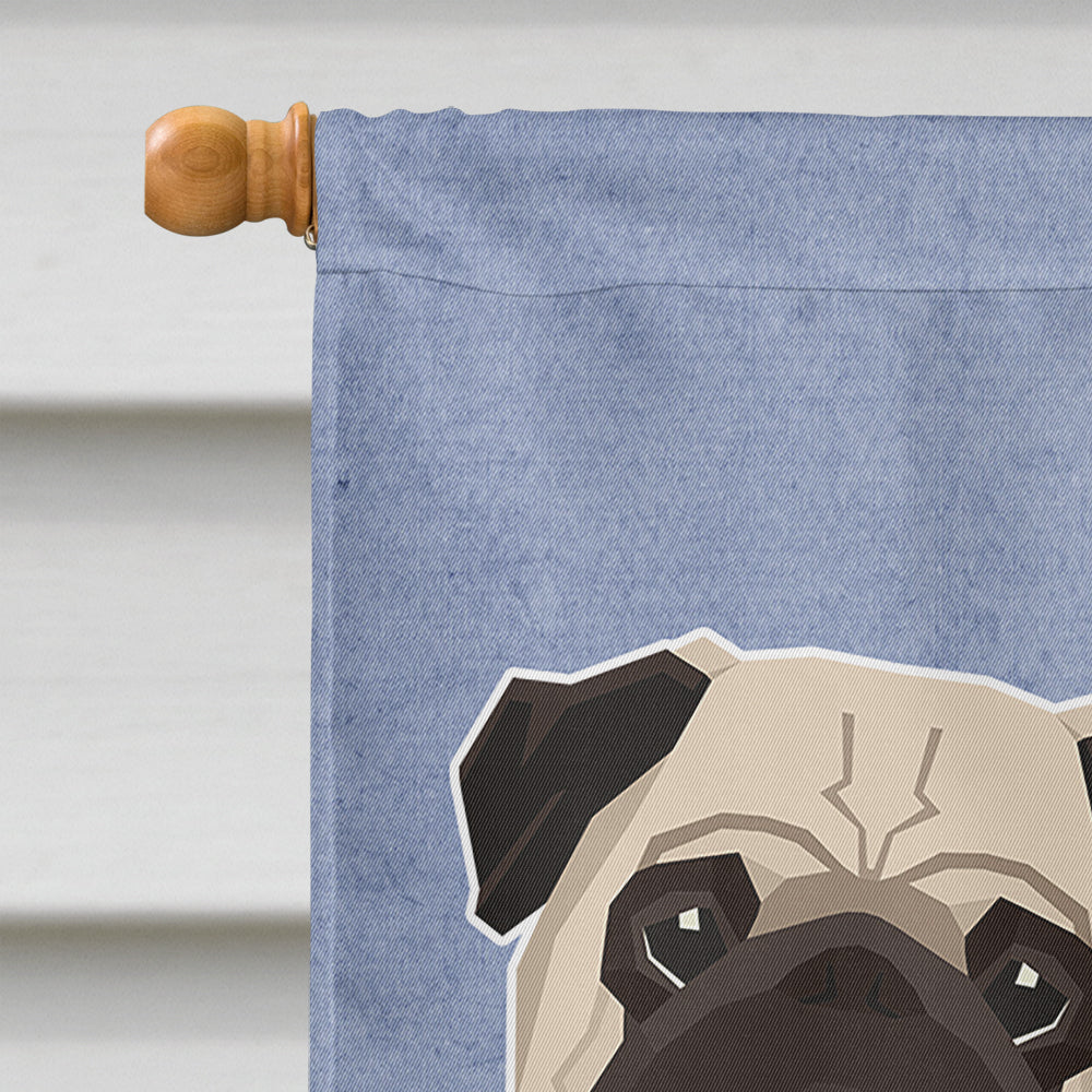 Pug Welcome House Flag 28x40 Porch Sleeve Pole Decorative Outside Yard Banner Artwork Wall Hanging, Polyester