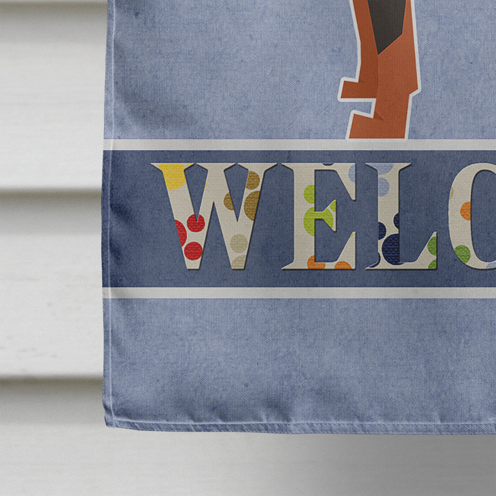 Rottweiler Welcome House Flag 28x40 Porch Sleeve Pole Decorative Outside Yard Banner Artwork Wall Hanging, Polyester
