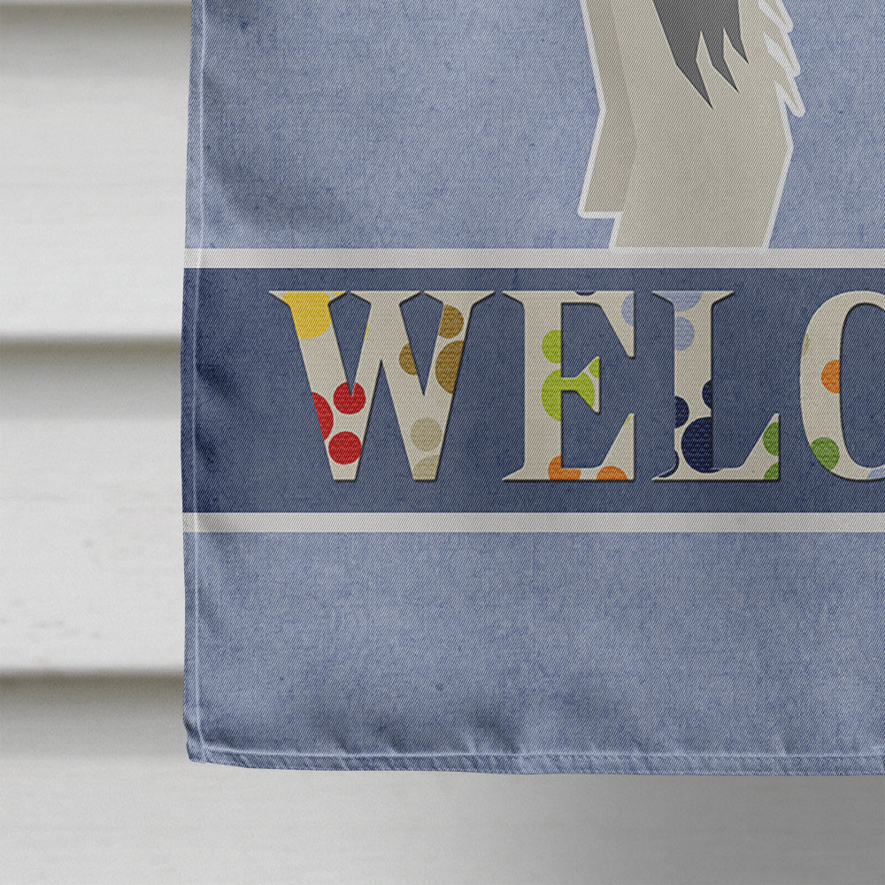 Schnauzer Welcome House Flag 28x40 Porch Sleeve Pole Decorative Outside Yard Banner Artwork Wall Hanging, Polyester
