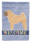 Shar Pei Welcome House Flag 28x40 Porch Sleeve Pole Decorative Outside Yard Banner Artwork Wall Hanging, Polyester