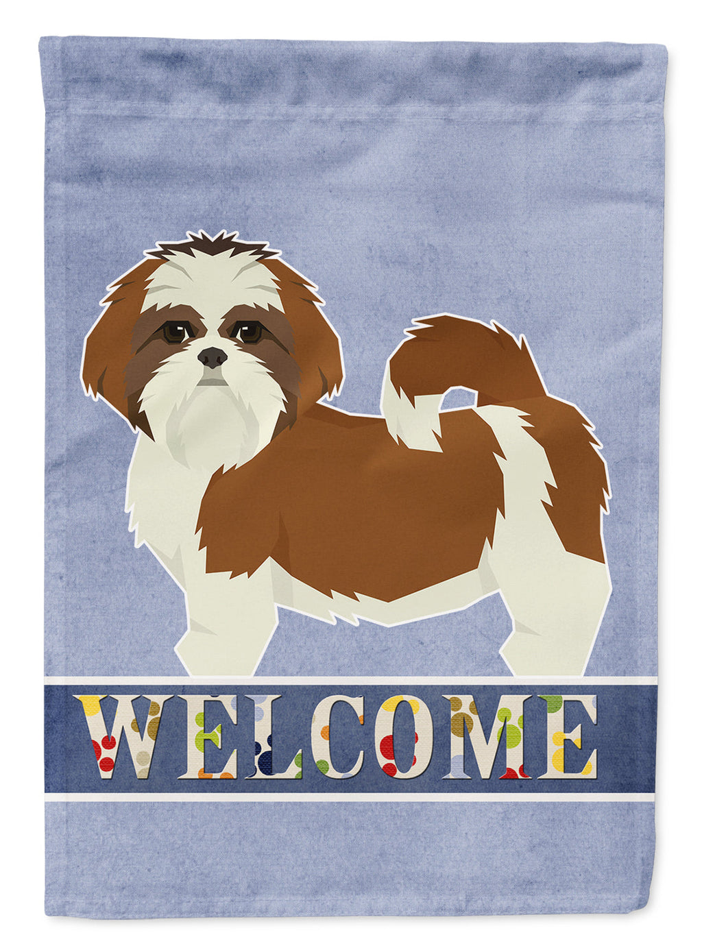 Shih Tzu Welcome House Flag 28x40 Porch Sleeve Pole Decorative Outside Yard Banner Artwork Wall Hanging, Polyester