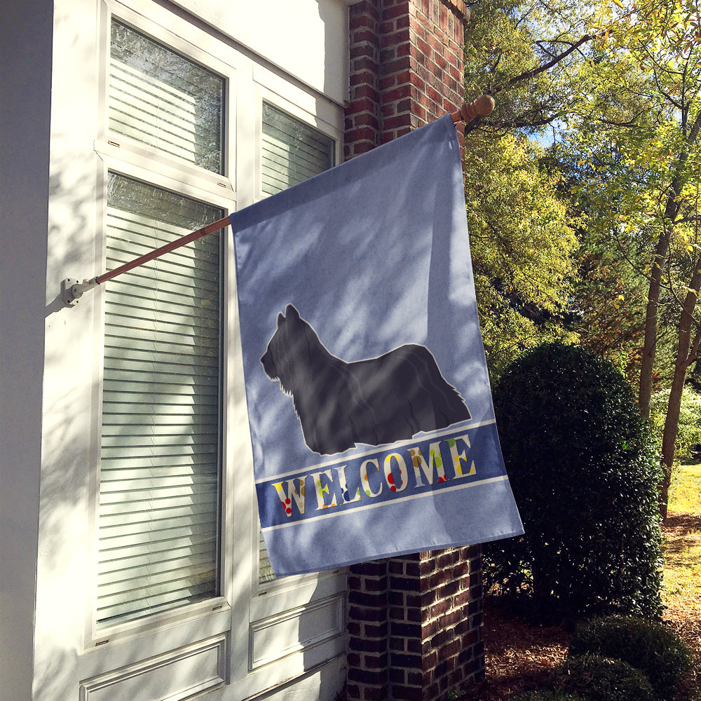 Skye Terrier Welcome House Flag 28x40 Porch Sleeve Pole Decorative Outside Yard Banner Artwork Wall Hanging, Polyester