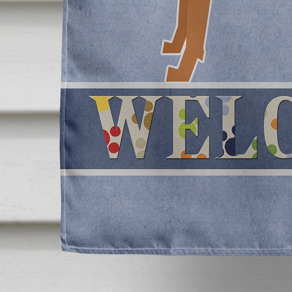 Vizsla Welcome House Flag 28x40 Porch Sleeve Pole Decorative Outside Yard Banner Artwork Wall Hanging, Polyester