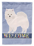 American Eskimo Welcome House Flag 28x40 Porch Sleeve Pole Decorative Outside Yard Banner Artwork Wall Hanging, Polyester
